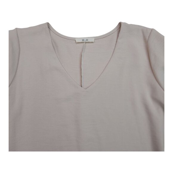 Jade By Jane Womens Poly Top V-Neck Bell Sleeve Beige Blouse Made In USA Size XL - Picture 6 of 7